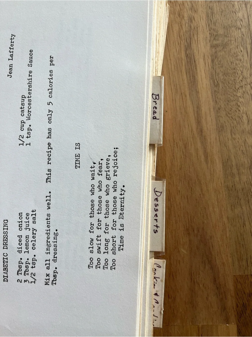 Vintage Ring-Bound Typed Recipe Card Binder w/ Dividers